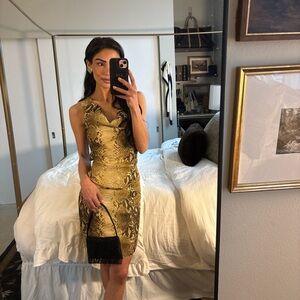 Vintage La Belle Snake Print Cowl Neck Dress